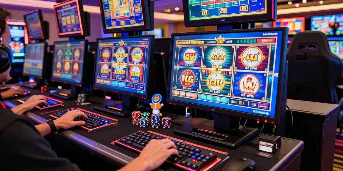 Excited player engaging with slot gacor gaming at an online casino.