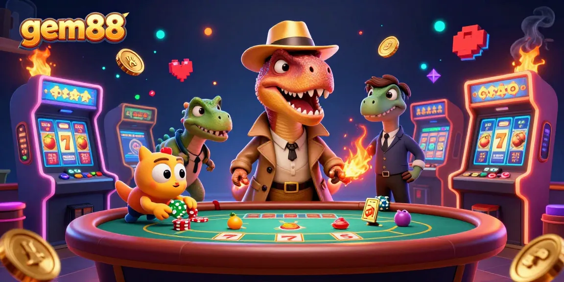 gem88 velociraptor card counter blends into a blackjack table scene full of casino action.