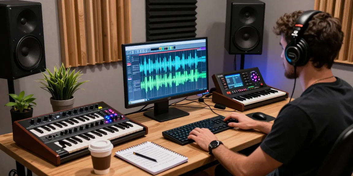 Musician working with Roland SC88 in a modern studio.