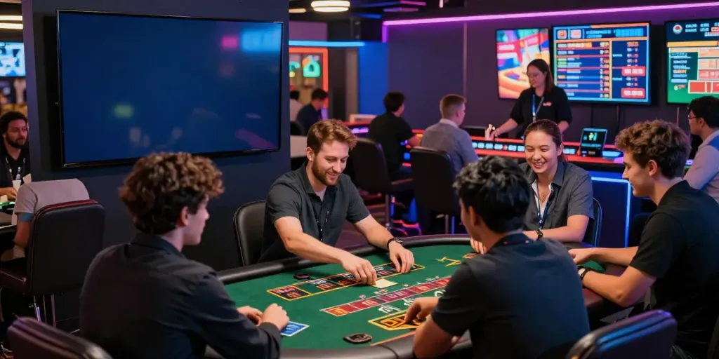 Online gaming experience at https://red88.limited/ showcasing diverse players engaging in sports betting and live casino action.