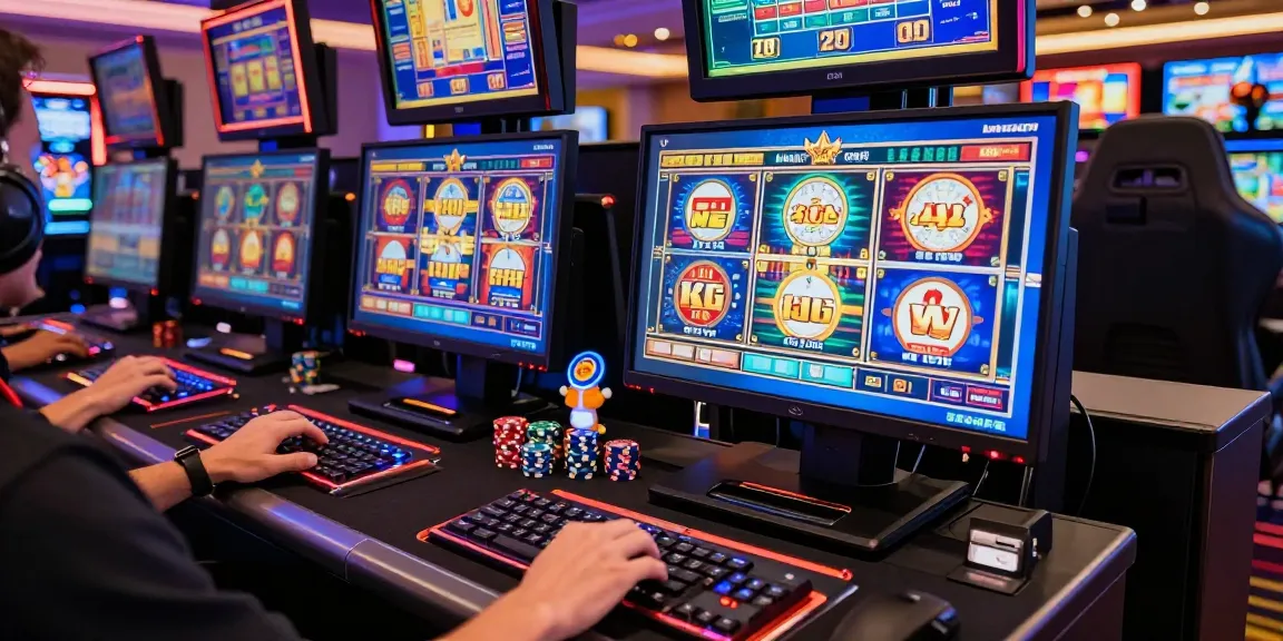 Excited player engaging with slot gacor gaming at an online casino.