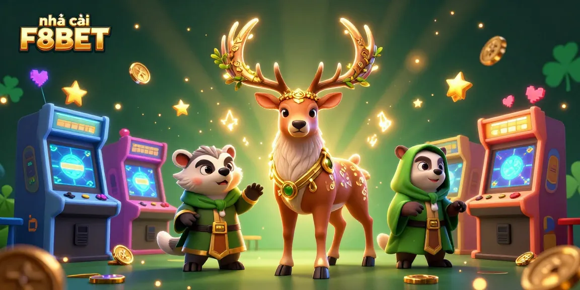 Experience the thrills with nhà cái F8BET in this dynamic 3D gaming adventure illustration.