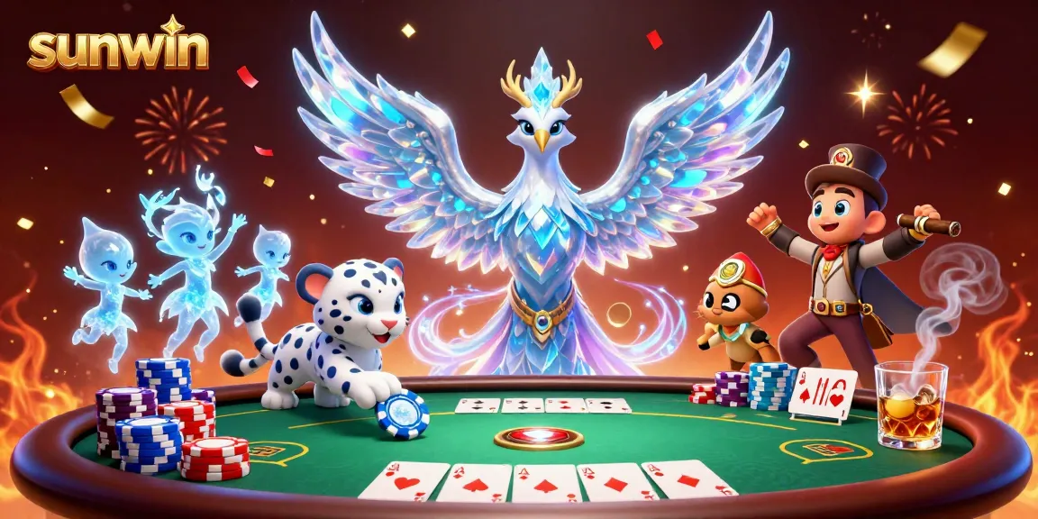 Experience winning with sunwin at a vibrant 3D casino featuring unique characters and game elements.