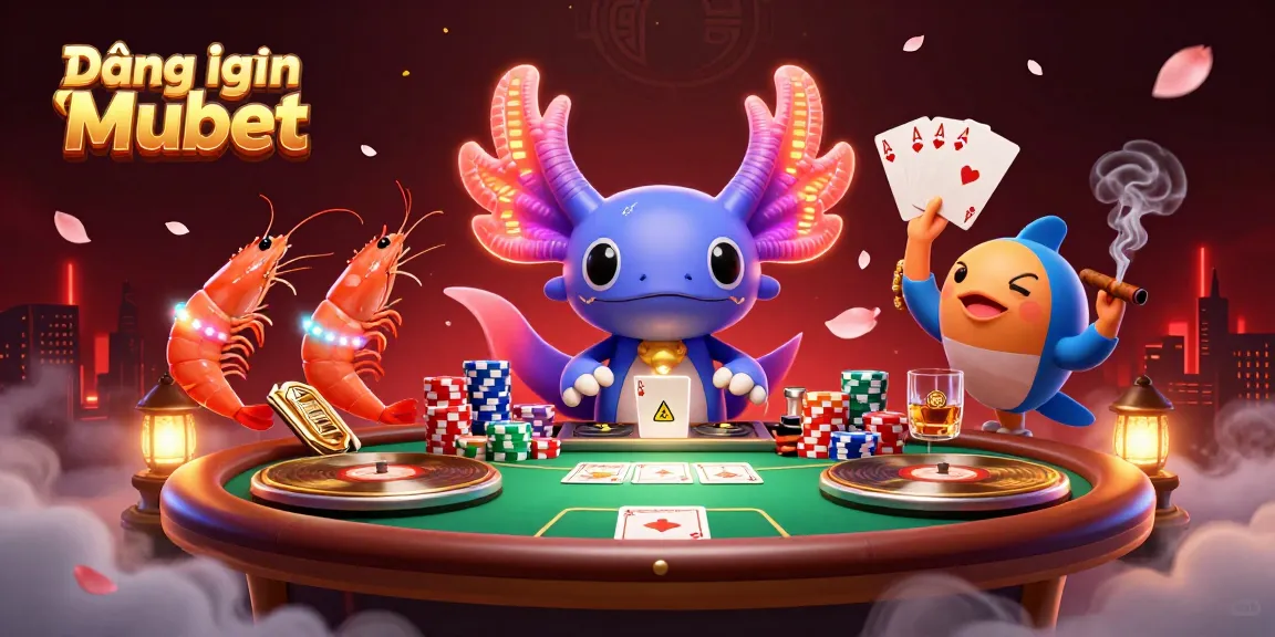 Engaging illustration showcasing Đăng nhập Mubet with vibrant casino elements and lively underwater characters.